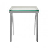 Piermount Clear Glass End Table, Silver