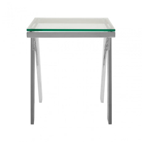 Piermount Clear Glass End Table, Silver