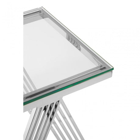 Piermount Clear Glass End Table, Silver