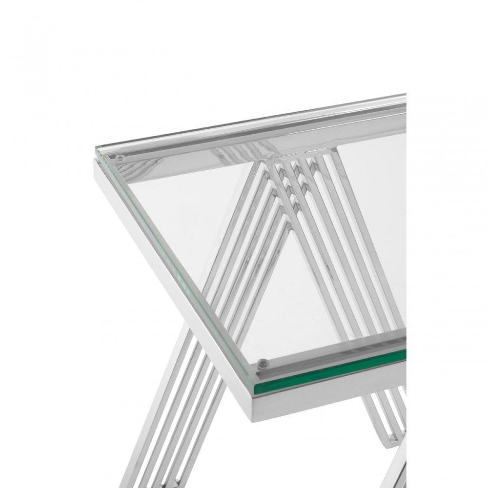 Piermount Clear Glass End Table, Silver
