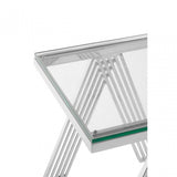 Piermount Clear Glass End Table, Silver