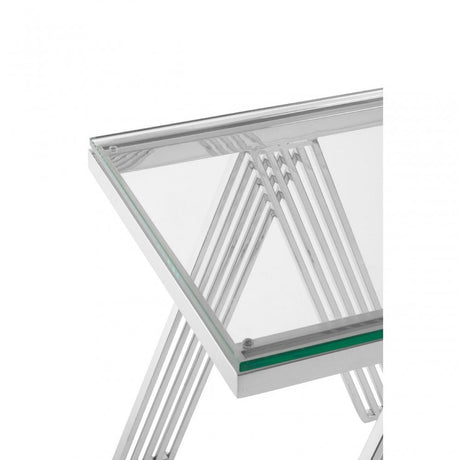 Piermount Clear Glass End Table, Silver
