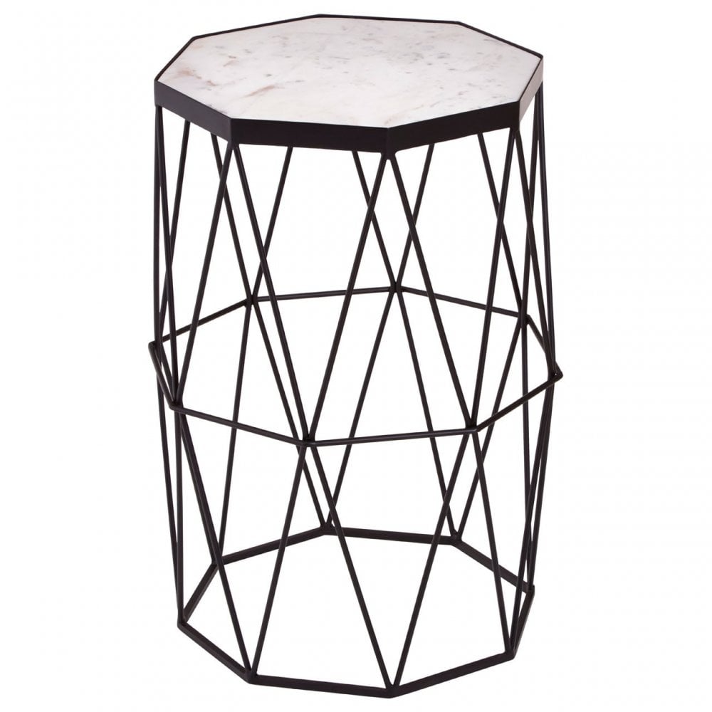 Shalimar Octagonal Black Finish Side Table, Black