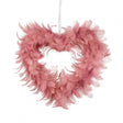 Heart Hanging W/Feathers H270mm Blush