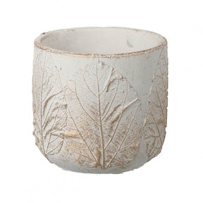 Gold Rub Leaf Planter H100x100mm Cement