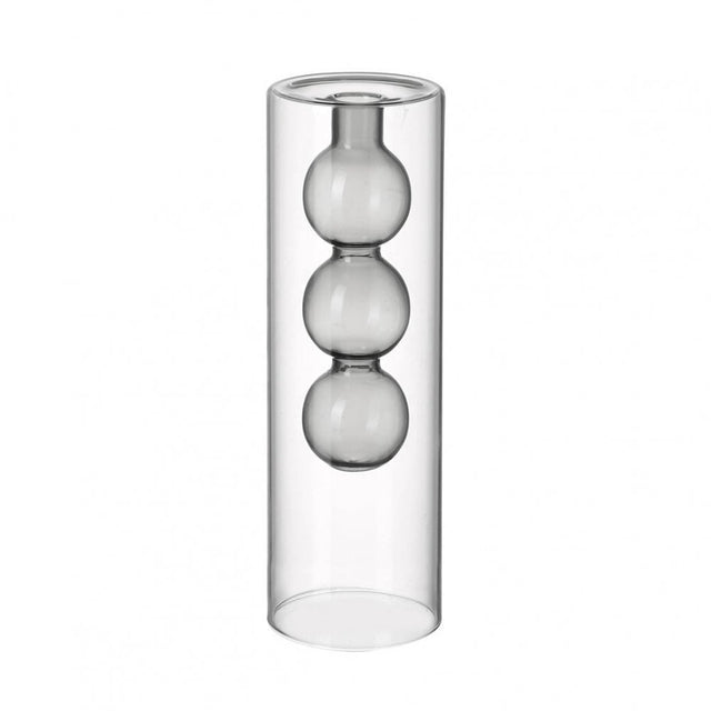 Bobble Vase Grey H250x80mm Glass