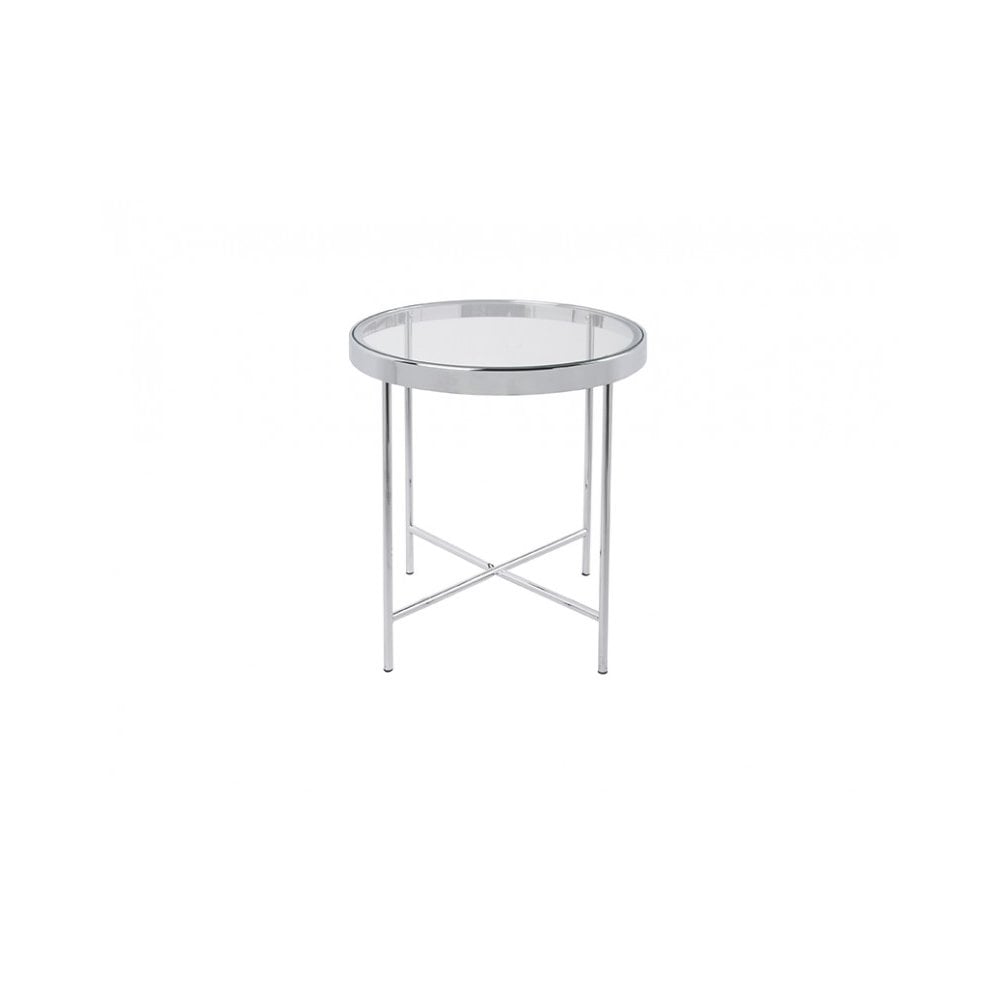 Side Table Smooth, Chrome, Clear