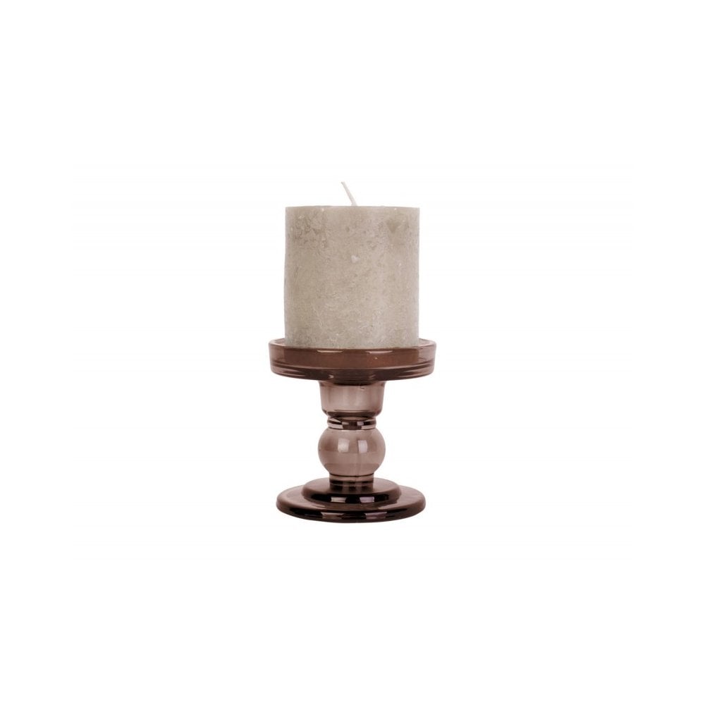 Candle holder Glass Art, Chocolate brown, Brown