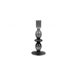 Candle Holder Glass Art Bubbles Medium, Black