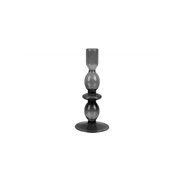 Candle Holder Glass Art Bubbles Medium, Black