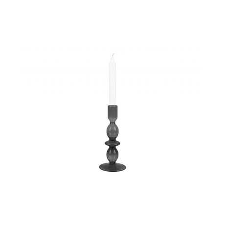 Candle Holder Glass Art Bubbles Medium, Black