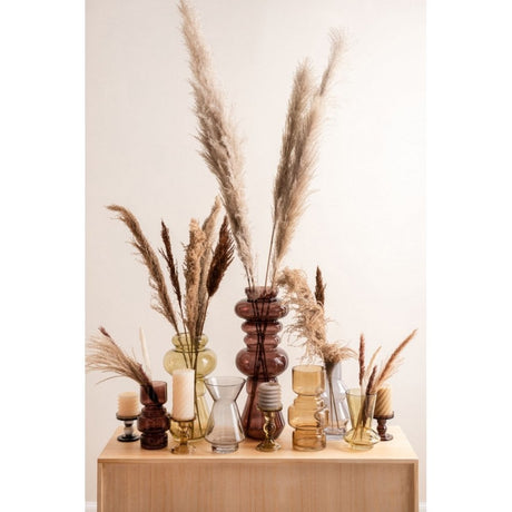 Candle holder Glass Art large, Sand brown, Brown