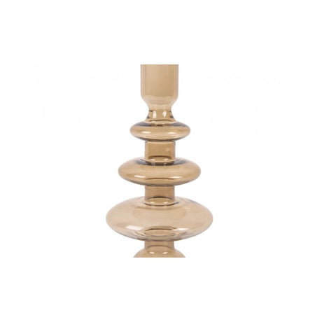 Candle Holder Glass Art Rings Large, Sand brown, Brown