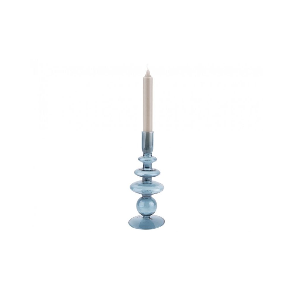 Candle Holder Glass Art Rings Large, Dark blue, Blue