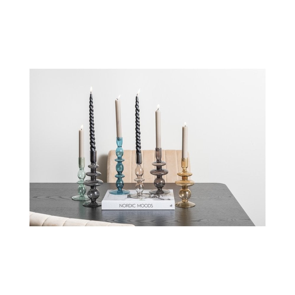 Candle Holder Glass Art Rings Large, Dark blue, Blue