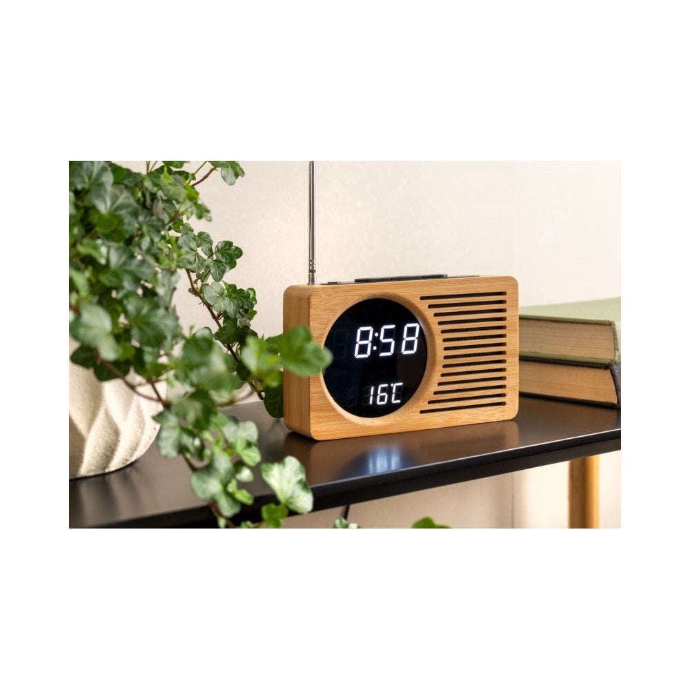 Alarm clock Retro Radio bamboo, Bamboo, Natural
