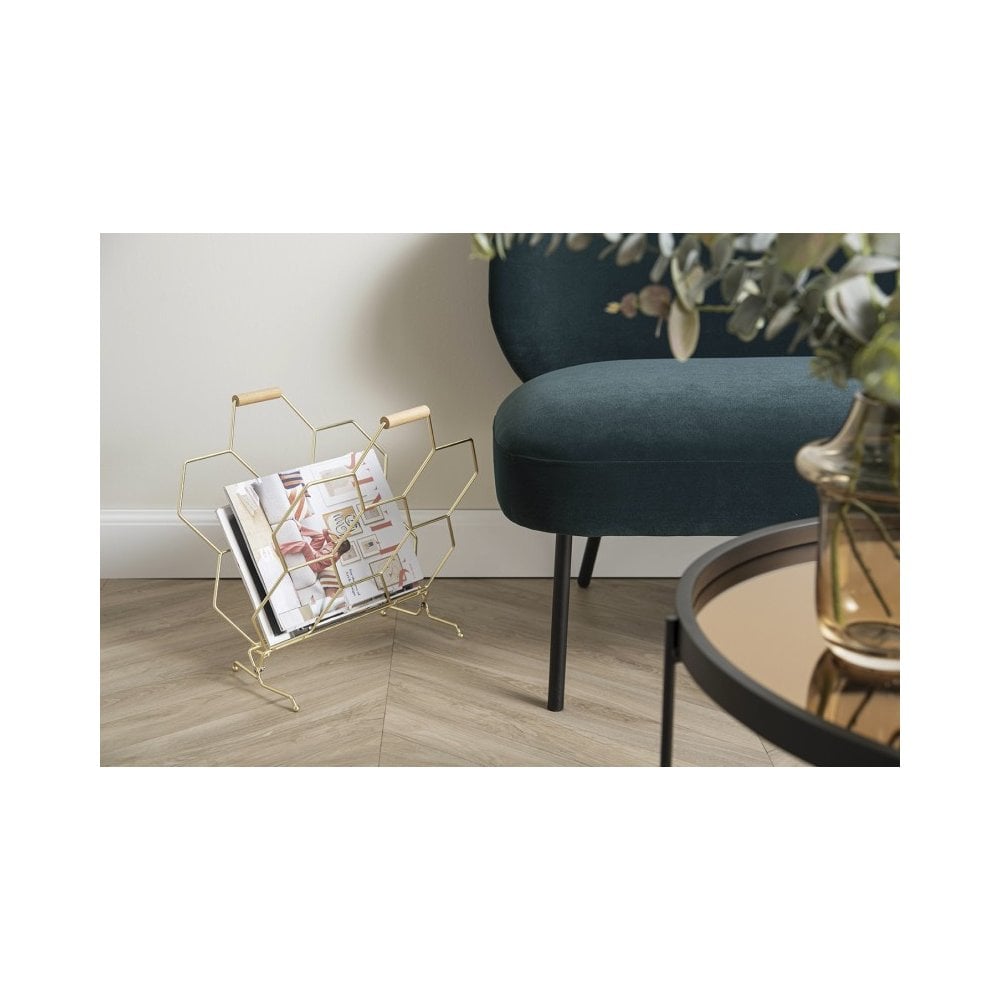 Magazine Rack Honeycomb, Gold plated, Gold