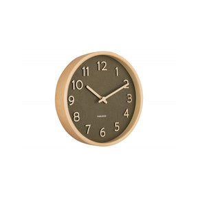 Wall clock Pure wood grain small, Moss green, Green
