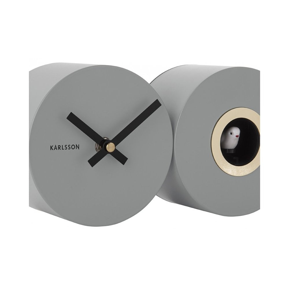 Wall Clock Duo Cuckoo, Mouse grey, Grey