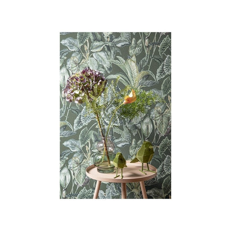 Statue Bird Flocked Small, Dark green, Green