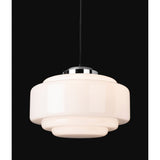 Elegant Art Deco Chrome Pendant with Opal Glass Shade