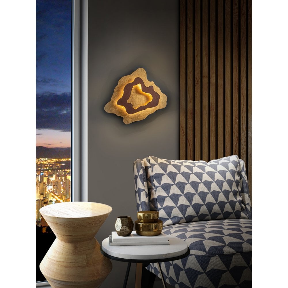Halo Wall Sconce, Oxide with Gold Leaf Finish