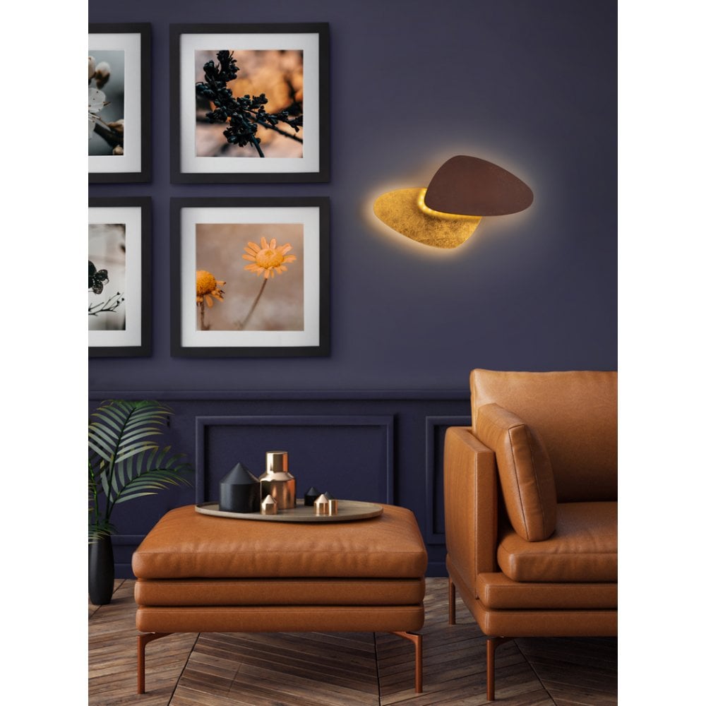 Elegant Oxide and Gold Leaf Wall Sconce
