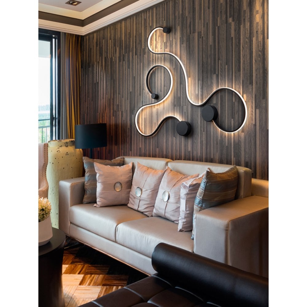 Contemporary Matte Black Grafos Wall Light