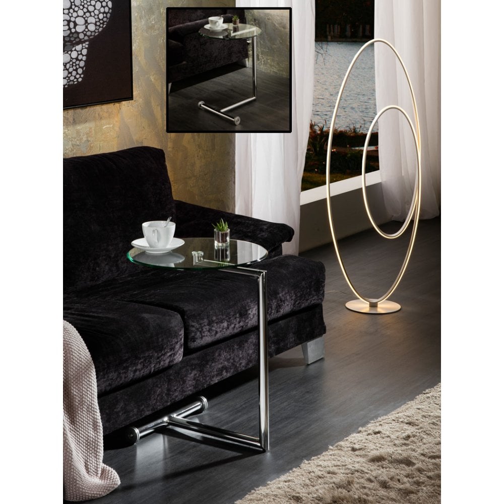 Chic Chrome and Glass Rolling Side Table