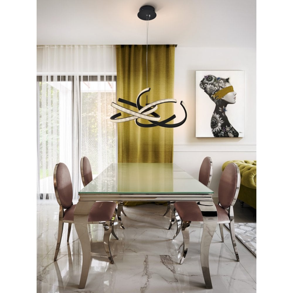 Elegant Black Ring II Pendant Lamp, 60cm Diameter
