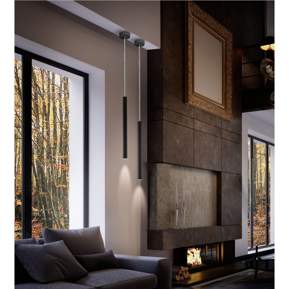 Sleek Black Varas LED Pendant Lamp, 1 Light