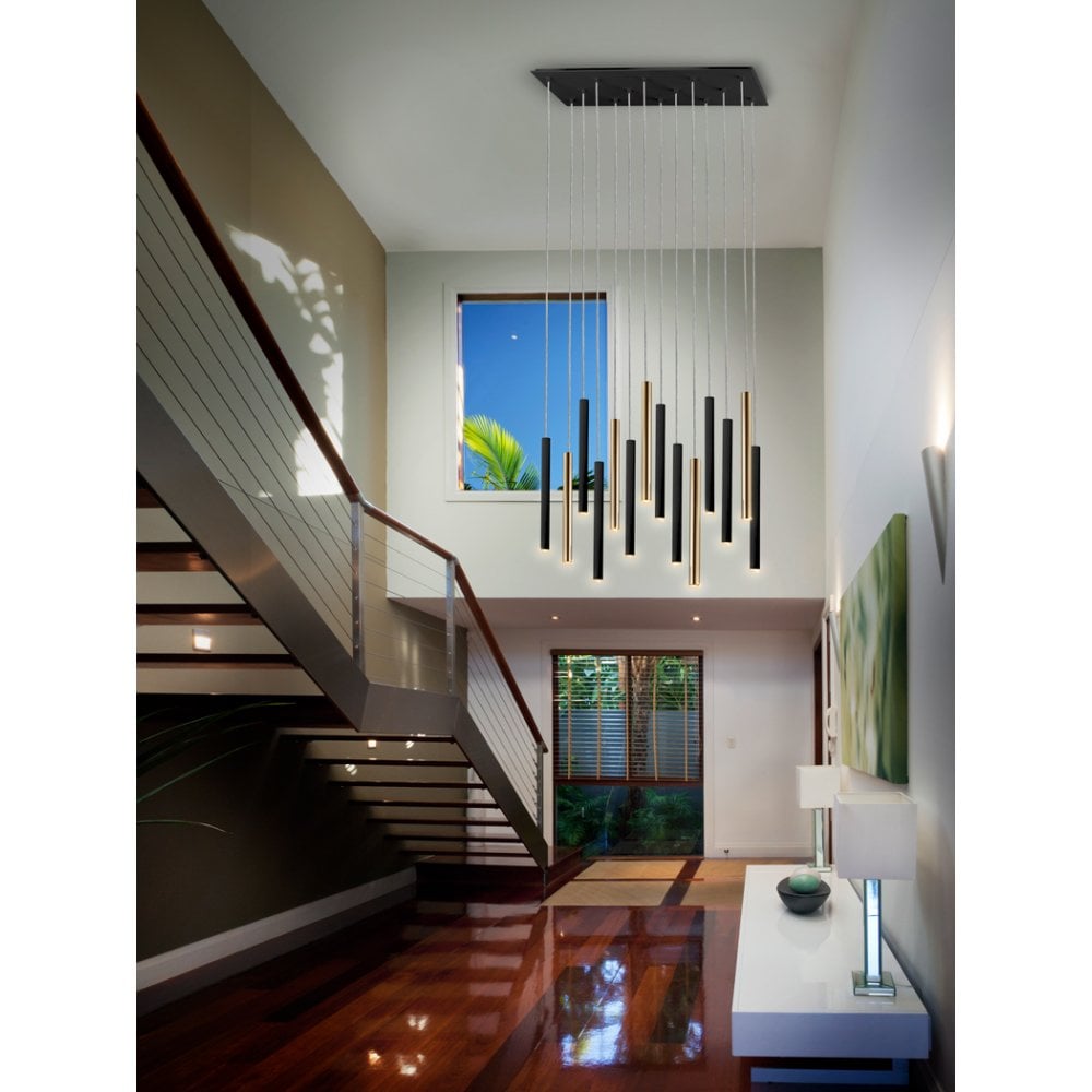 Varas Pendant Lamp 14-Light Gold & Black Dimmable 3M Max Height