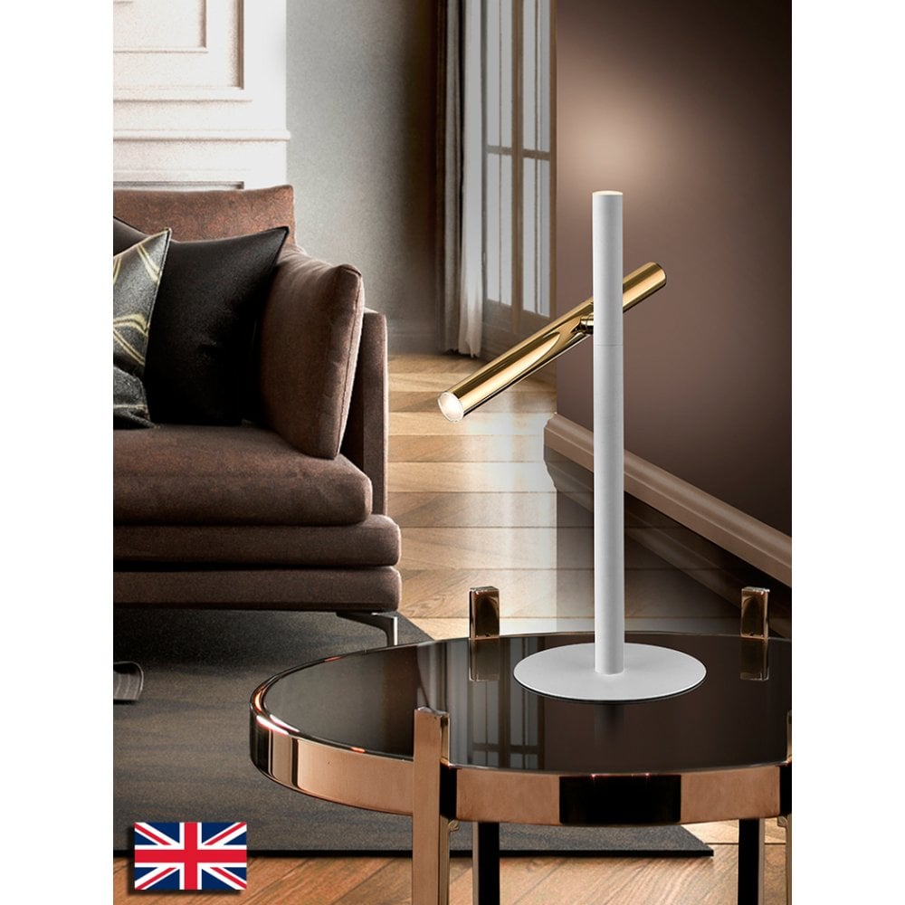 Elegant Gold and White Varas 2-Light LED Table Lamp