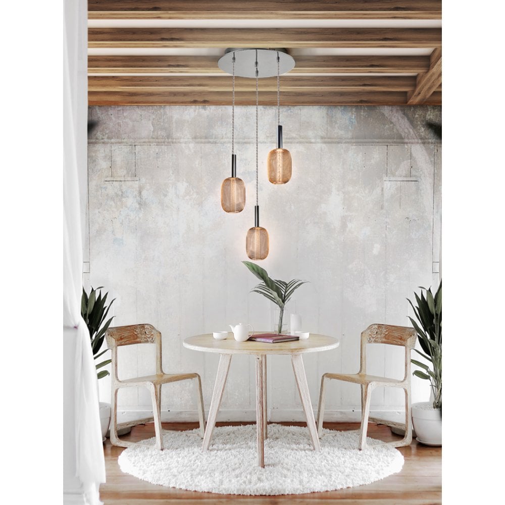 Micron Tri-Light Pendant in Chrome and Gold