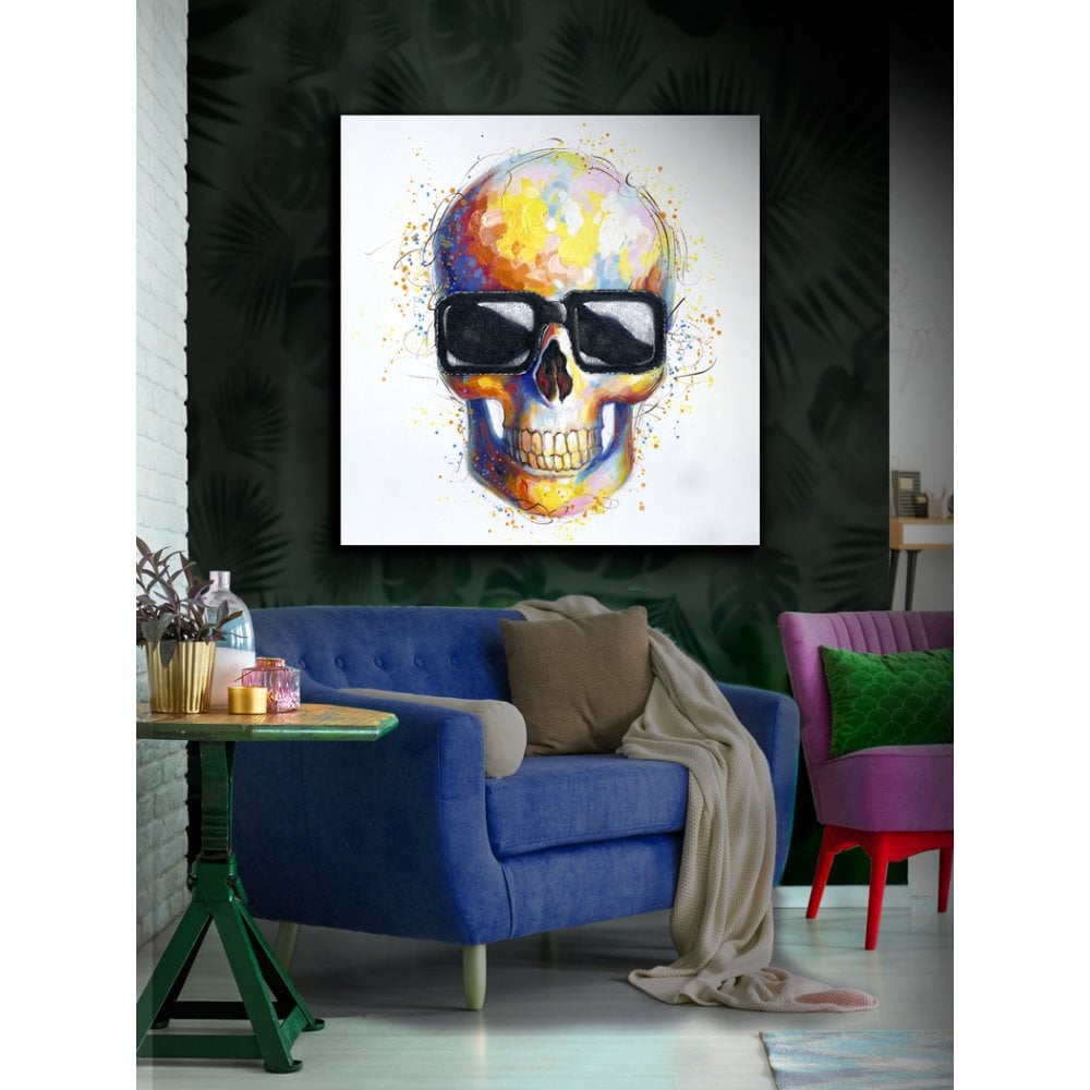 Vibrant Catrina Acrylic Canvas Art, 100x100cm