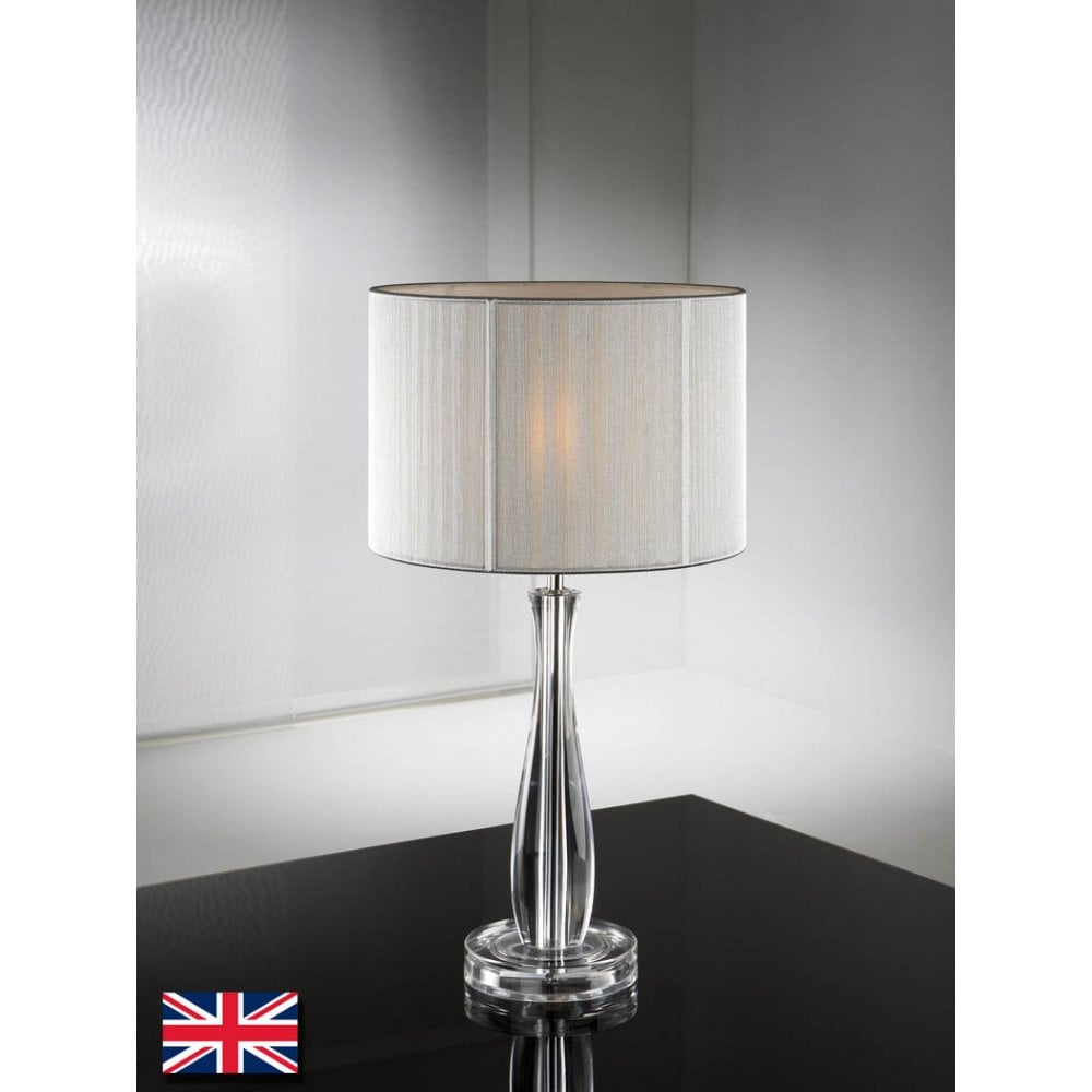 Lin Elegant Glass Table Lamp with Silver Accents