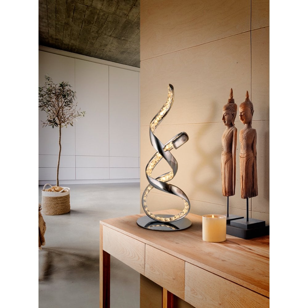 Luxe Sinua Chrome Table Lamp with Crystal Accents