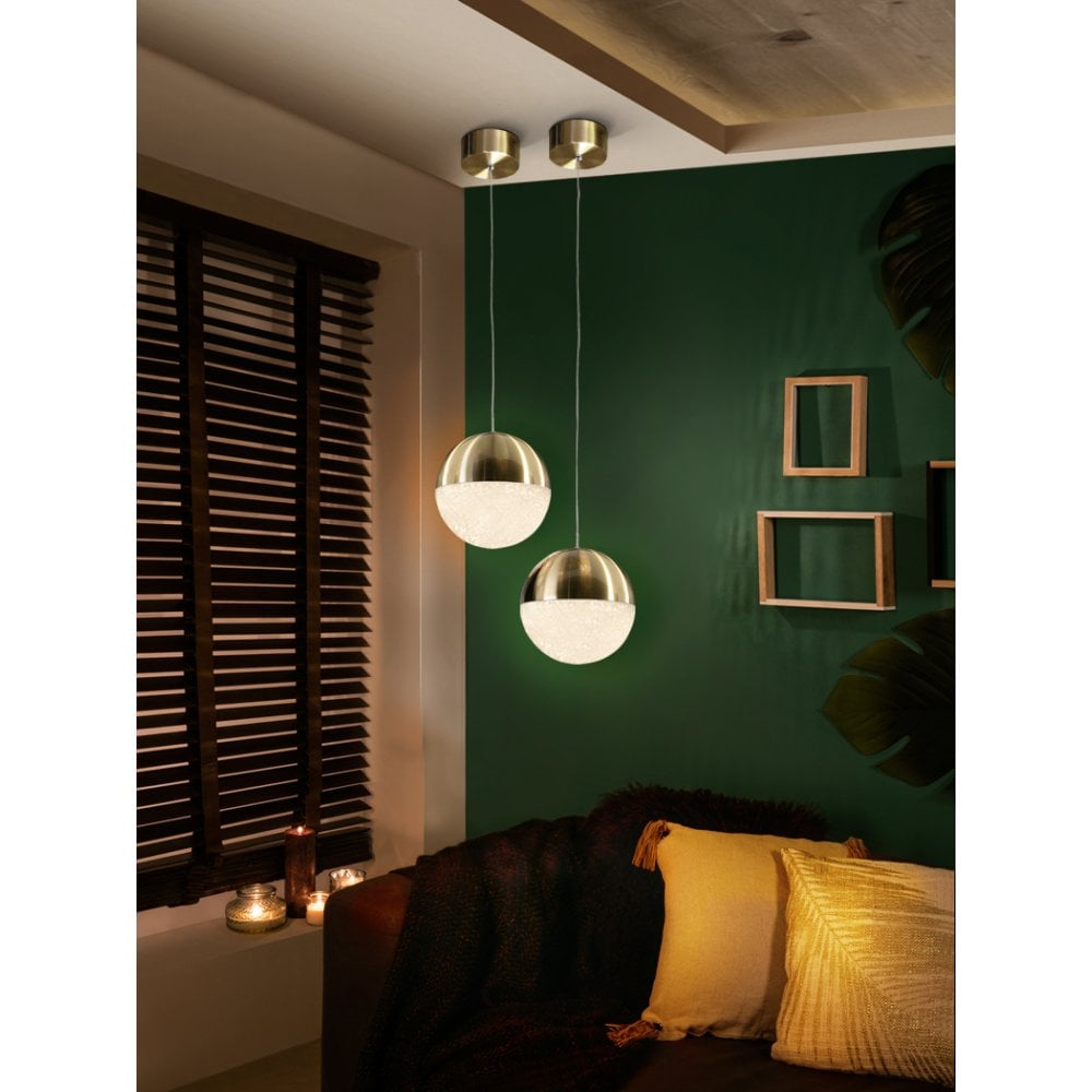Elegant Brass SphereLED Pendant Lamp, Ø20 cm