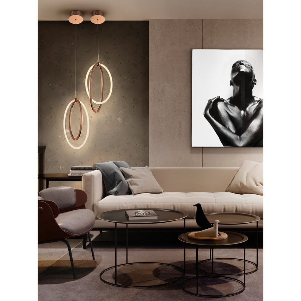 Luxora LED Pendant Lamp, Ø22, Rose Gold