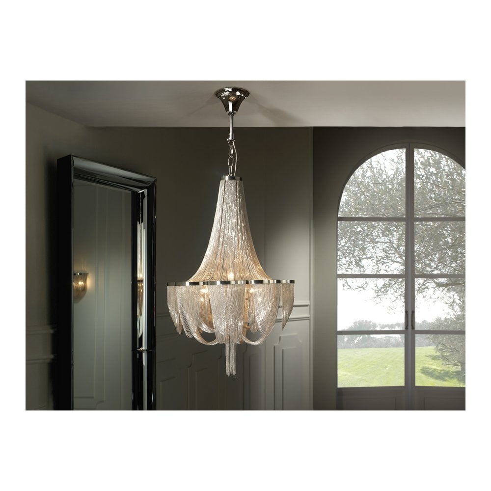 Minerva 10-Light Chrome & Nickel Chain Pendant Lamp
