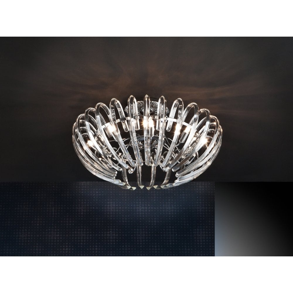 Ariadna 9-Light Crystal and Chrome Ceiling Fixture