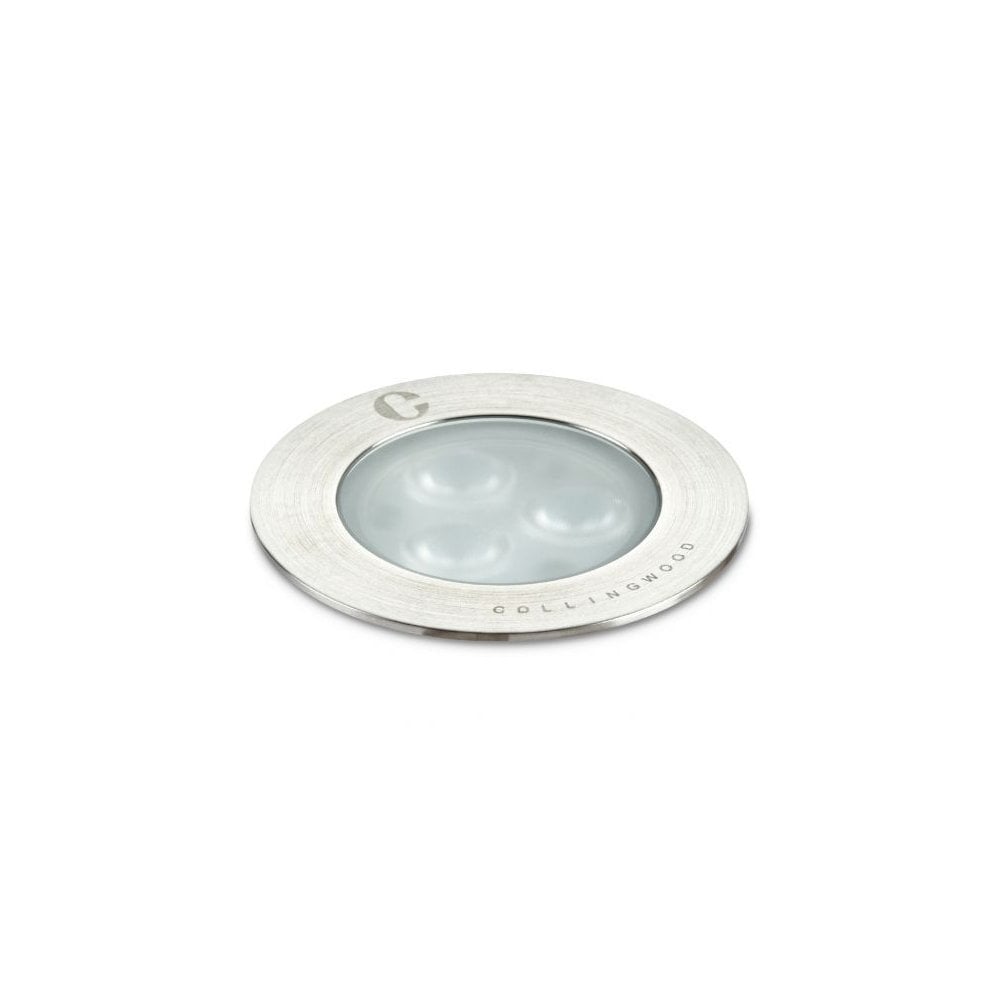 LED RGBW Ground Light with Brushed Metal Finish and Color-Changing Capabilities