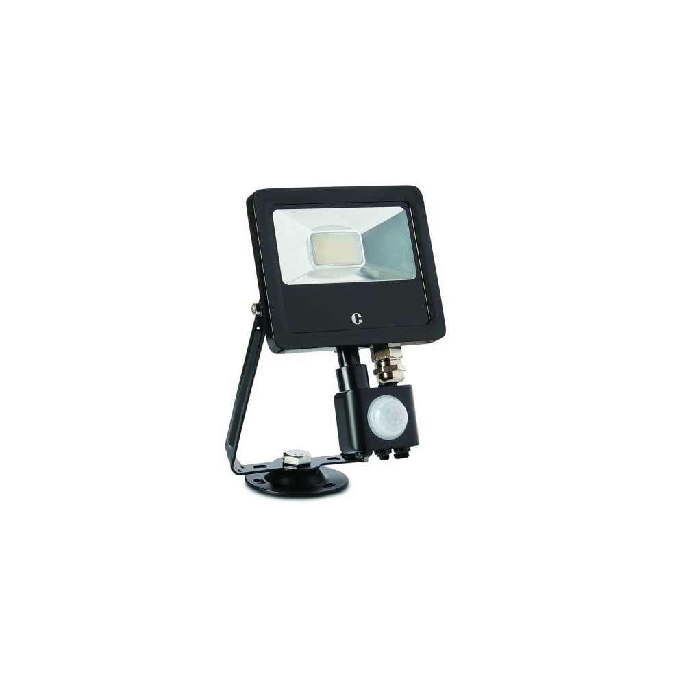10W Black Floodlight with PIR Sensor and CCT3 Colour Select, IP65/IP66 Rated