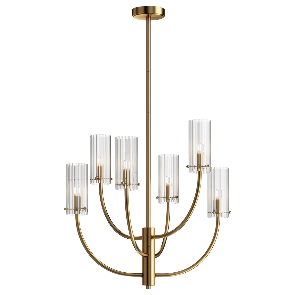 Elegant Brass and Glass Neoclassic Pendant Light