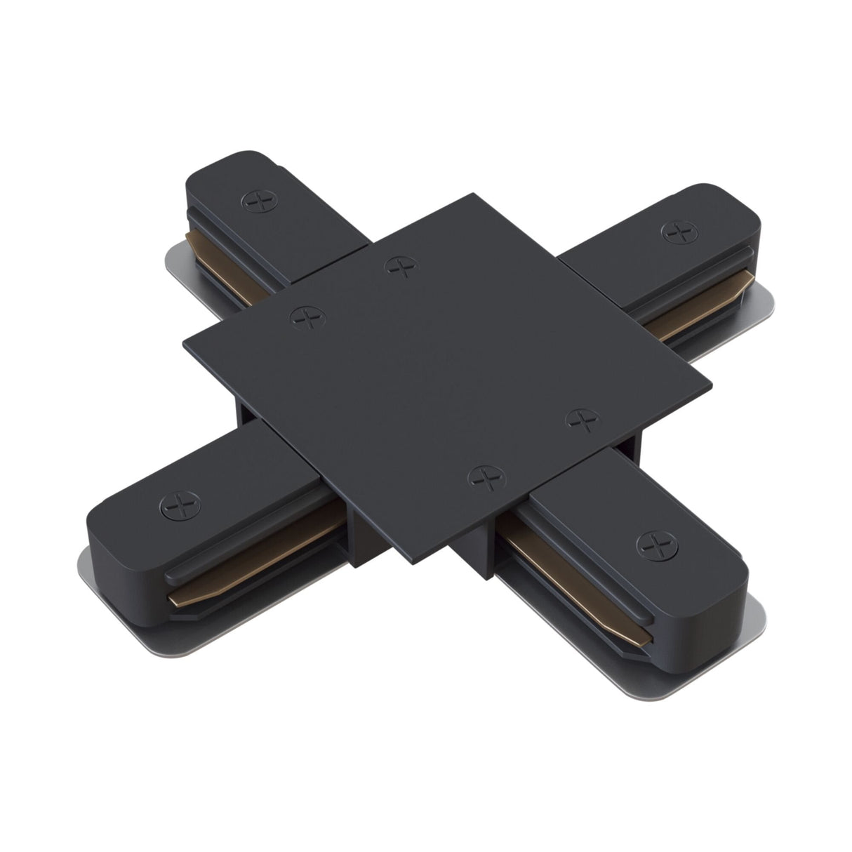 X-Shaped Connector for Single Phase Track System - Sleek Black Finish
