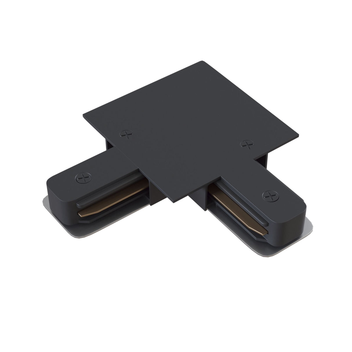 L Shaped Connector for Single Phase Track System - Sleek Black Design