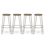 District Silver Finish Metal Frame Bar Stool