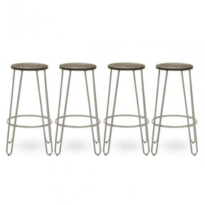 District Silver Finish Metal Frame Bar Stool