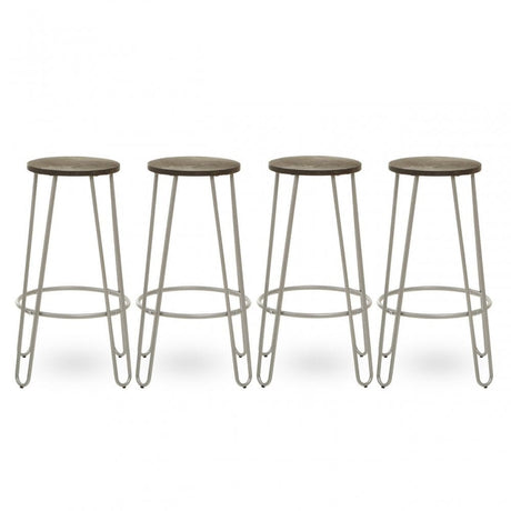 District Silver Finish Metal Frame Bar Stool