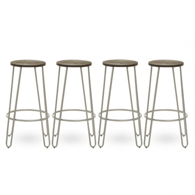 District Silver Finish Metal Frame Bar Stool